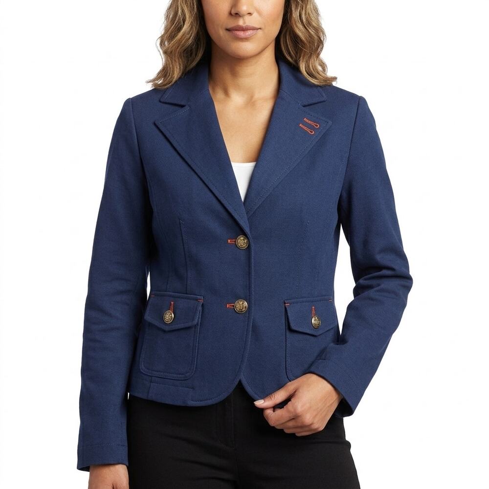 Fillmore Blue Embroidered Lined Jacket Women Size L